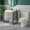 Arezzo 800 Concrete-Effect Matt Black Framed Vanity Unit + Square Toilet 2 Arezzo 800 Concrete-Effect Matt Black Framed Vanity Unit + Square Toilet -Arezzo shop AZ8CB2D WC p