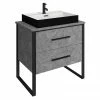 Arezzo Countertop Basin Unit - Concrete-Effect With Black Frame - 800mm Inc. Gloss Black Basin 2 Arezzo Countertop Basin Unit - Concrete-Effect With Black Frame - 800mm Inc. Gloss Black Basin -Arezzo shop AZ8CB2DBLK p