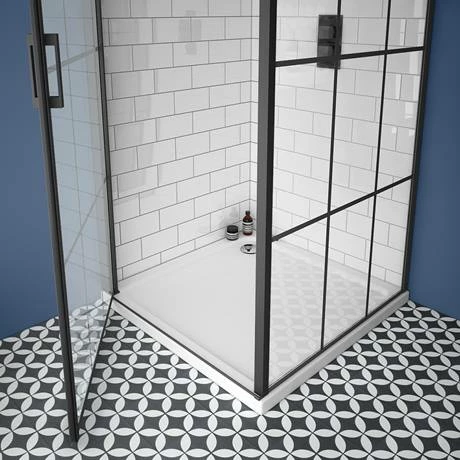 Arezzo 800 x 800 Matt Black Grid Frameless Pivot Door Shower Enclosure + Tray Arezzo 800 X 800 Matt Black Grid Frameless Pivot Door Shower Enclosure + Tray -Arezzo shop AZ8PDET ND1 460