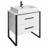 Arezzo Countertop Basin Unit - Gloss White With Black Frame - 800mm Inc. Basin 2 Arezzo Countertop Basin Unit - Gloss White With Black Frame - 800mm Inc. Basin -Arezzo shop AZ8WB2D p