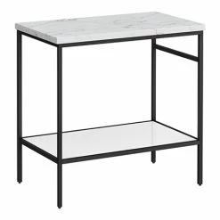 Arezzo 810 White Marble Effect Worktop With Matt Black Framed Washstand