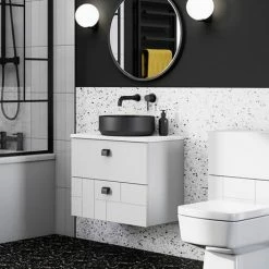 Arezzo Fluted Round Matt Black Wall Mounted (2TH) Basin Mixer Tap 6 Arezzo Fluted Round Matt Black Wall Mounted (2TH) Basin Mixer Tap -Arezzo shop AZ8WTMBF d4 460