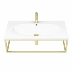 Arezzo 900 Wall Hung Basin With Brushed Brass Towel Rail Frame 4 Arezzo 900 Wall Hung Basin With Brushed Brass Towel Rail Frame -Arezzo shop AZ9BBFRM d2 460