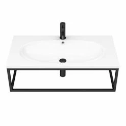 Arezzo 900 Wall Hung Basin With Matt Black Towel Rail Frame -Arezzo shop AZ9BLKFRM d2 460