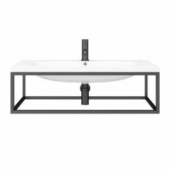 Arezzo 900 Wall Hung Basin With Matt Black Towel Rail Frame -Arezzo shop AZ9BLKFRM d3 460