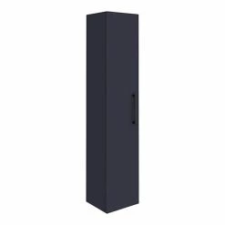 Arezzo Matt Blue Wall Hung Tall Storage Cabinet With Matt Black Handle