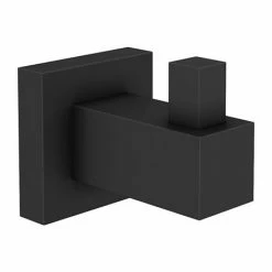 Arezzo Matt Black Modern Square Robe Hook