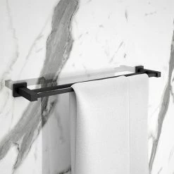 Arezzo Matt Black Modern Double Towel Rail