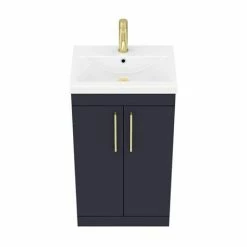 Arezzo 500 Matt Blue Floor Standing Vanity Unit With Brushed Brass Handles 7 Arezzo 500 Matt Blue Floor Standing Vanity Unit With Brushed Brass Handles -Arezzo shop AZB5FSVBB D5 460 1