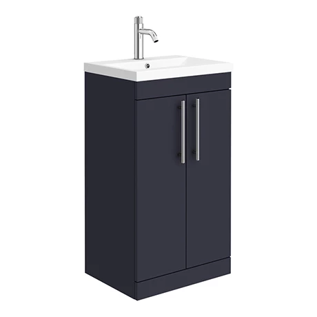 Arezzo Floor Standing Vanity Unit - Matt Blue - 500mm with Industrial Style Chrome Handles Arezzo Floor Standing Vanity Unit - Matt Blue - 500mm With Industrial Style Chrome Handles -Arezzo shop AZB5FSVCHIS p