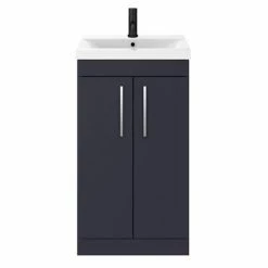Arezzo 500 Matt Blue Floor Standing Vanity Unit With Chrome Handles -Arezzo shop AZB5FSVCH d3 460
