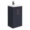 Arezzo 500 Matt Blue Floor Standing Vanity Unit With Rose Gold Handles -Arezzo shop AZB5FSVRG np