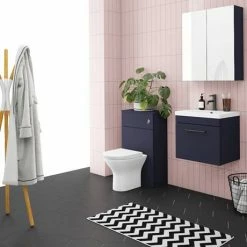 Arezzo 500 Matt Blue Wall Hung 1-Drawer Vanity Unit With Matt Black Handle -Arezzo shop AZB5WHVBK D4 460