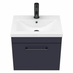 Arezzo 500 Matt Blue Wall Hung 1-Drawer Vanity Unit With Matt Black Handle -Arezzo shop AZB5WHVBK D5 460