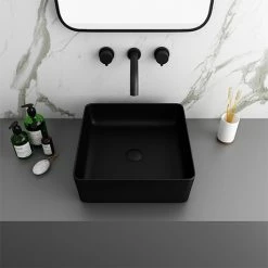 Arezzo 380 X 380mm Matt Black Square Counter Top Basin