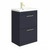Arezzo 600 Matt Blue Floor Standing 2-Drawers Vanity Unit With Brushed Brass Handles 1 Arezzo 600 Matt Blue Floor Standing 2-Drawers Vanity Unit With Brushed Brass Handles -Arezzo shop AZB6FSVBB2D prod