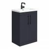 Arezzo Floor Standing Vanity Unit - Matt Blue - 600mm With Industrial Style Black Handles -Arezzo shop AZB6FSVBKIS p
