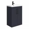 Arezzo 600 Matt Blue Floor Standing Vanity Unit With Matt Black Handles
