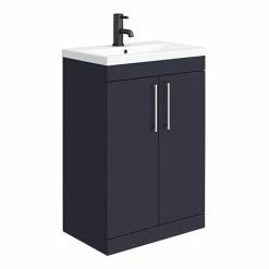 Arezzo 600 Matt Blue Floor Standing Vanity Unit With Chromes Handles