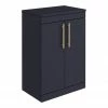 Arezzo Floor Standing Countertop Vanity Unit - Matt Blue - 600mm With Industrial Style Brushed Brass Handles 1 Arezzo Floor Standing Countertop Vanity Unit - Matt Blue - 600mm With Industrial Style Brushed Brass Handles -Arezzo shop AZB6FSWBBIS l 670