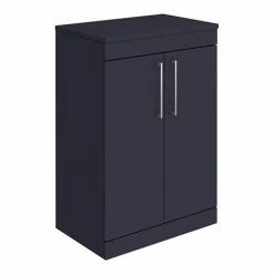 Arezzo Floor Standing Countertop Vanity Unit - Matt Blue - 600mm With Chrome Handles