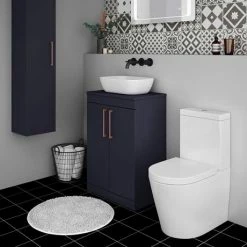 Arezzo Floor Standing Countertop Vanity Unit - Matt Blue - 600mm With Rose Gold Handles -Arezzo shop AZB6FSWRG d4 460