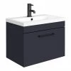 Arezzo 600 Matt Blue Wall Hung 1-Drawer Vanity Unit With Matt Black Handle -Arezzo shop AZB6WHVBK np