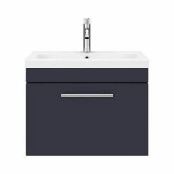 Arezzo Wall Hung Vanity Unit - Matt Blue - 600mm With Industrial Style Chrome Handle 6 Arezzo Wall Hung Vanity Unit - Matt Blue - 600mm With Industrial Style Chrome Handle -Arezzo shop AZB6WHVCHIS d4 460