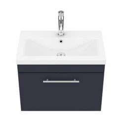 Arezzo Wall Hung Vanity Unit - Matt Blue - 600mm With Industrial Style Chrome Handle 7 Arezzo Wall Hung Vanity Unit - Matt Blue - 600mm With Industrial Style Chrome Handle -Arezzo shop AZB6WHVCHIS d5 460