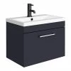 Arezzo 600 Matt Blue Wall Hung 1-Drawer Vanity Unit With Chrome Handle 2 Arezzo 600 Matt Blue Wall Hung 1-Drawer Vanity Unit With Chrome Handle -Arezzo shop AZB6WHVCH PROD