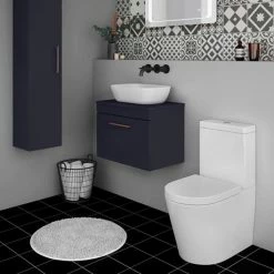 Arezzo Wall Hung Countertop Vanity Unit - Matt Blue - 600mm With Rose Gold Handle -Arezzo shop AZB6WHWRG d3 460