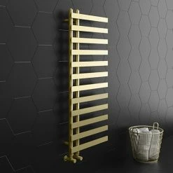 Arezzo Brushed Brass 1200 X 500mm 12 Bars Designer Heated Towel Rail