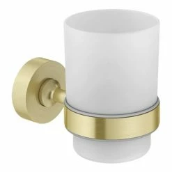 Arezzo Frosted Glass Tumbler + Brushed Brass Holder -Arezzo shop AZBB321 d2 460