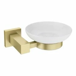 Arezzo Brushed Brass Wall Mounted Soap Dish & Square Holder -Arezzo shop AZBB34 D2 460