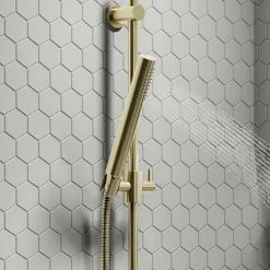 Arezzo Brushed Brass Modern Slide Rail Kit With Pencil Shower Handset -Arezzo shop AZBB8SR d1 460