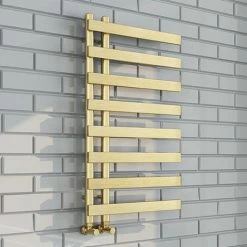 Arezzo Brushed Brass 800 X 500mm 8 Bars Designer Heated Towel Rail