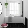 Arezzo Black Curved Top Straight Hinged Round Shower Bath