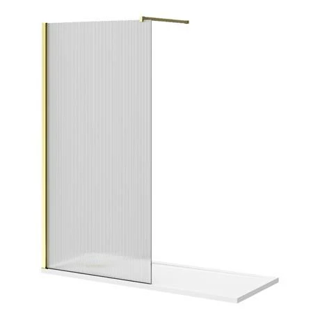 Arezzo 1700 x 700 Bath Replacement Wet Room (1000mm Brushed Brass Fluted Glass Screen w. Tray) Arezzo 1700 X 700 Bath Replacement Wet Room (1000mm Brushed Brass Fluted Glass Screen W. Tray) -Arezzo shop AZBBF17BRWR d1 460