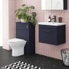 Arezzo Blue Wall Hung Sink Vanity Unit + Toilet Package With Matt Black Handle -Arezzo shop AZBBKWHP1 np