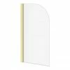 Arezzo Brushed Brass Curved Top 6mm Glass Pivot Bath Screen (1435 X 770) -Arezzo shop AZBBS1 n p