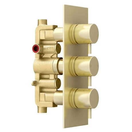 Arezzo Brushed Brass Round Thermostatic Shower Pack with 300mm Ceiling Mounted Head + Handset Arezzo Brushed Brass Round Thermostatic Shower Pack With 300mm Ceiling Mounted Head + Handset -Arezzo shop AZBBSPK5 detail3 460