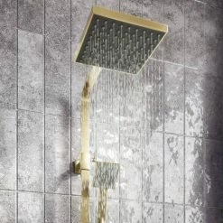 Arezzo Square Thermostatic Shower - Brushed Brass 4 Arezzo Square Thermostatic Shower - Brushed Brass -Arezzo shop AZBBSQ2 d2 460