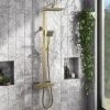 Arezzo Square Thermostatic Shower - Brushed Brass 2 Arezzo Square Thermostatic Shower - Brushed Brass -Arezzo shop AZBBSQ2 prod
