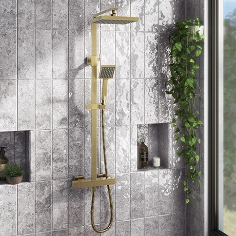 Arezzo Square Thermostatic Shower - Brushed Brass Arezzo Square Thermostatic Shower - Brushed Brass -Arezzo shop AZBBSQ2 prod