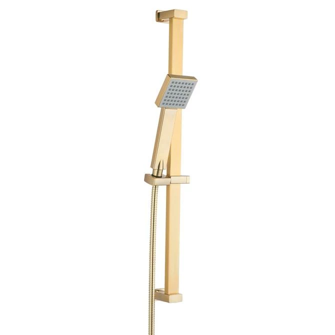 Arezzo Brushed Brass Square Modern Slide Rail Kit with Shower Handset Arezzo Brushed Brass Square Modern Slide Rail Kit With Shower Handset -Arezzo shop AZBBSQR l 670