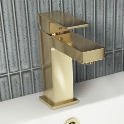 Arezzo Square Brushed Brass Mono Basin Mixer Tap