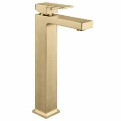 Arezzo Square Brushed Brass High Rise Mono Basin Mixer Tap