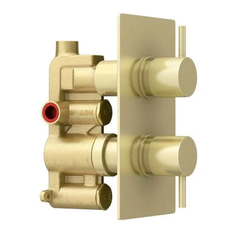 Arezzo Brushed Brass Round Modern Twin Concealed Shower Valve Arezzo Brushed Brass Round Modern Twin Concealed Shower Valve -Arezzo shop AZBBSV n d2 460