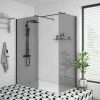 Arezzo Matt Black 1600 X 800 Grey Tinted Glass Wet Room (inc. Screen, Side Panel + Tray) -Arezzo shop AZBGTG2 np