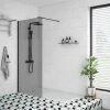 Arezzo Matt Black 1200 X 800 Grey Tinted Glass Wet Room (700mm Screen + Tray) 2 Arezzo Matt Black 1200 X 800 Grey Tinted Glass Wet Room (700mm Screen + Tray) -Arezzo shop AZBGTG4 p
